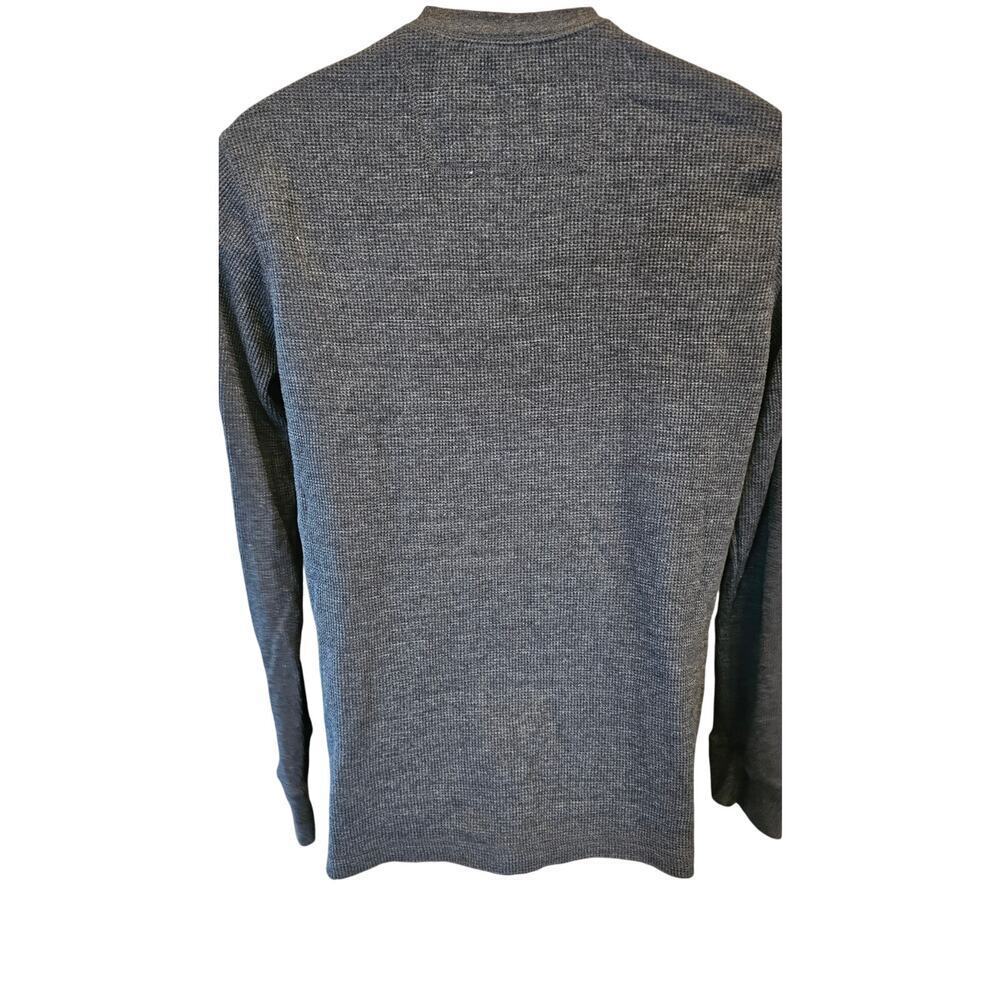 G.H. Bass & Co Mens Thermal 3 Button Henley Shirt M Waffle Knit Gray minimalist - Picture 2 of 7